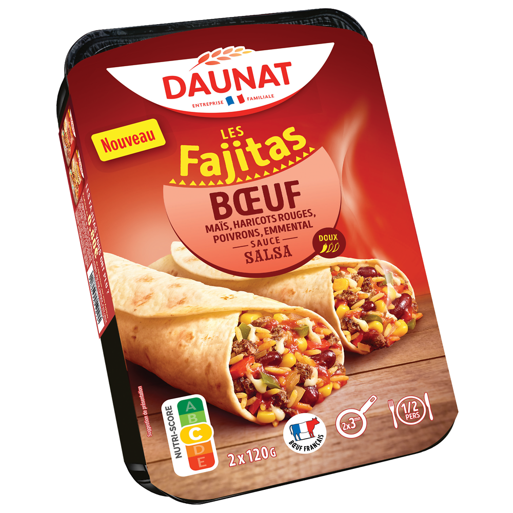 Fajitas boeuf sauce salsa DAUNAT 2X120G