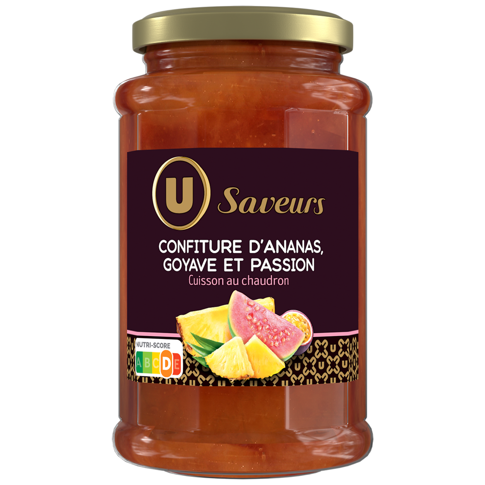 U SAVEURS Confiture ananas goyave passion , bocal de 315g