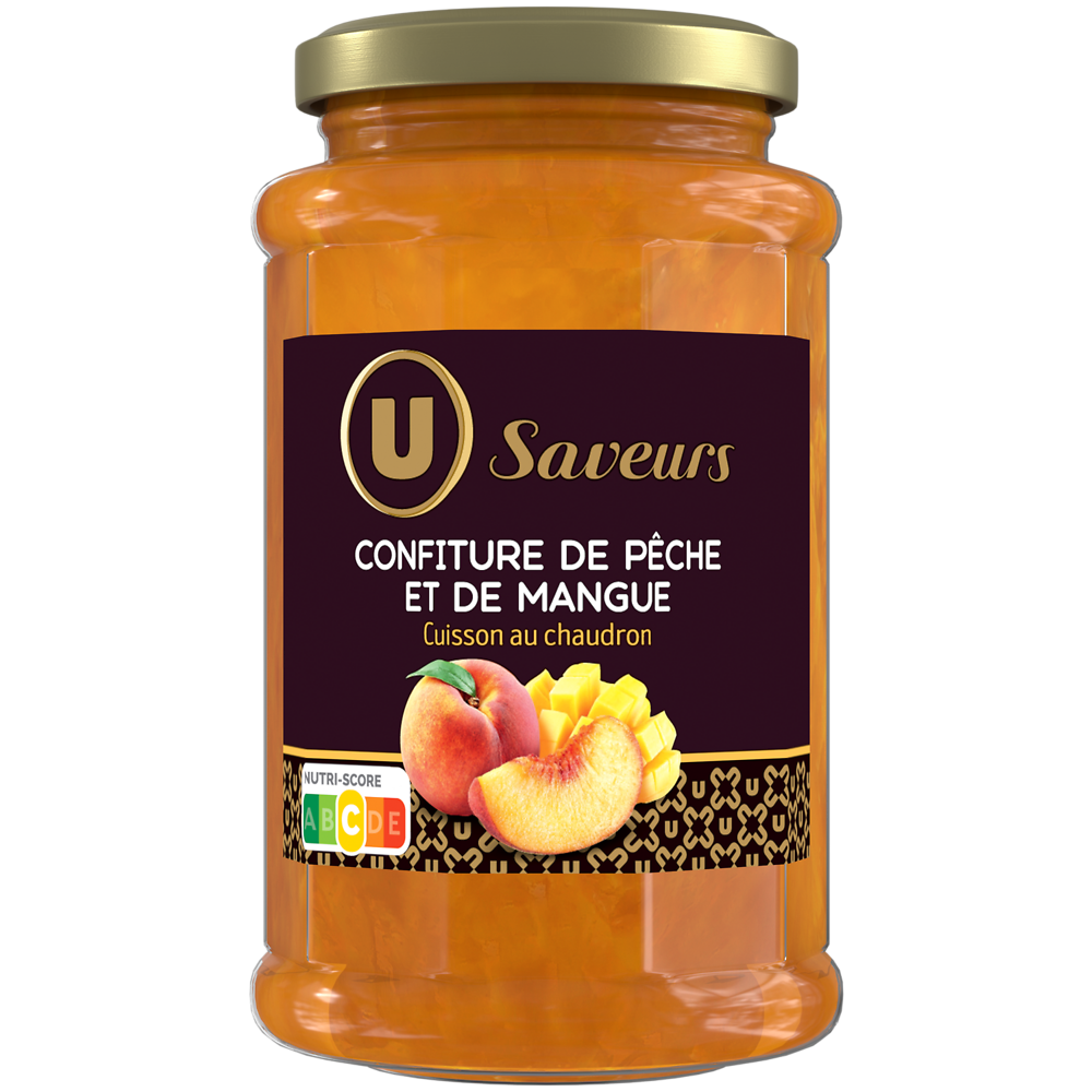 U SAVEURS Confiture de pêche et mangue , pot de 315g