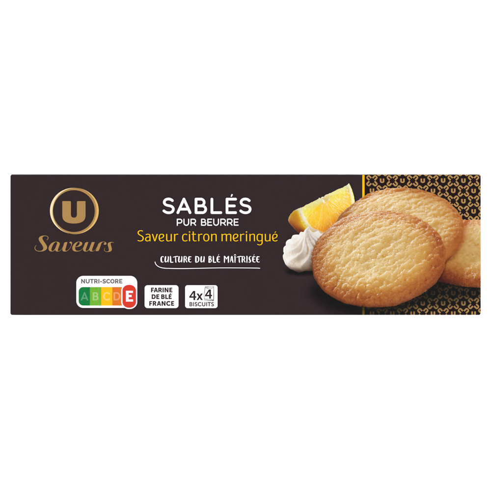 U SAVEURS Biscuits Sablés saveur citron meringué , 120g