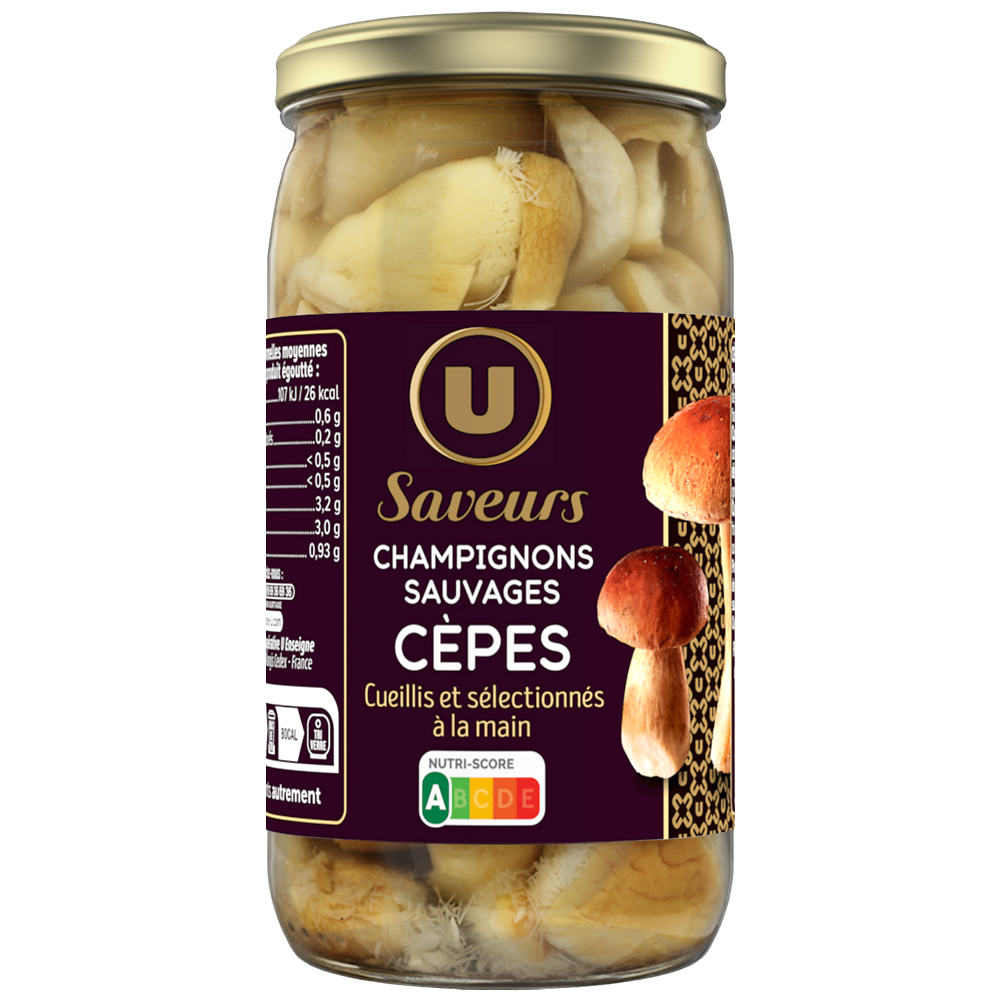 U SAVEURS Cèpes champignons sauvages - Bocal de 185g net égoutté