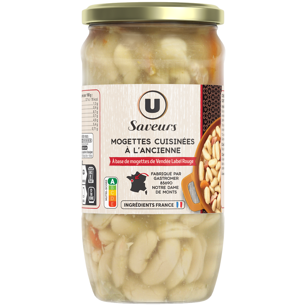 U SAVEURS Mogettes cuisinés à l'ancienne - Bocal 530g