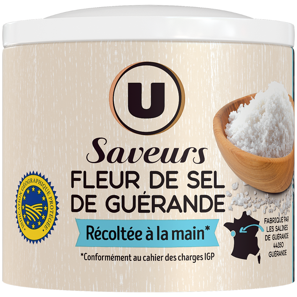 U SAVEURS Fleur de sel de Guérande  boite de 125g