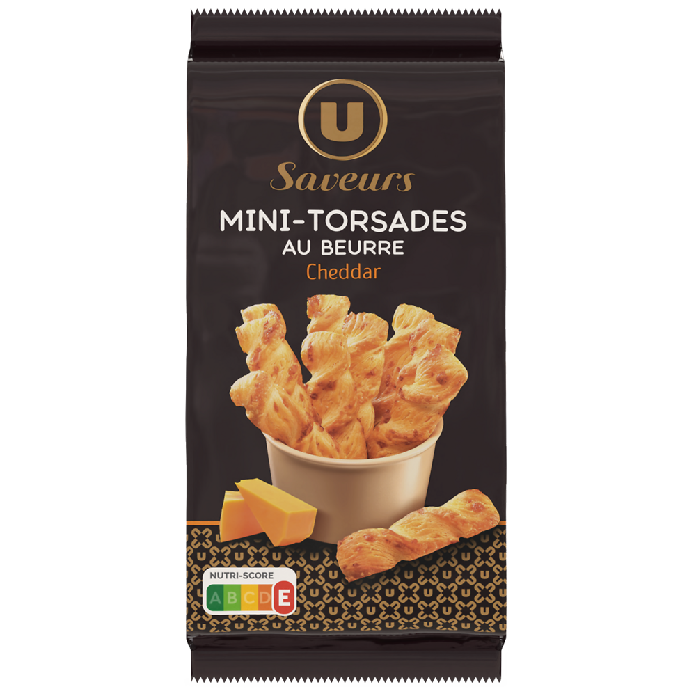 U SAVEURS Minifeuilleté torsades beurre et fromage  paquet de 100g