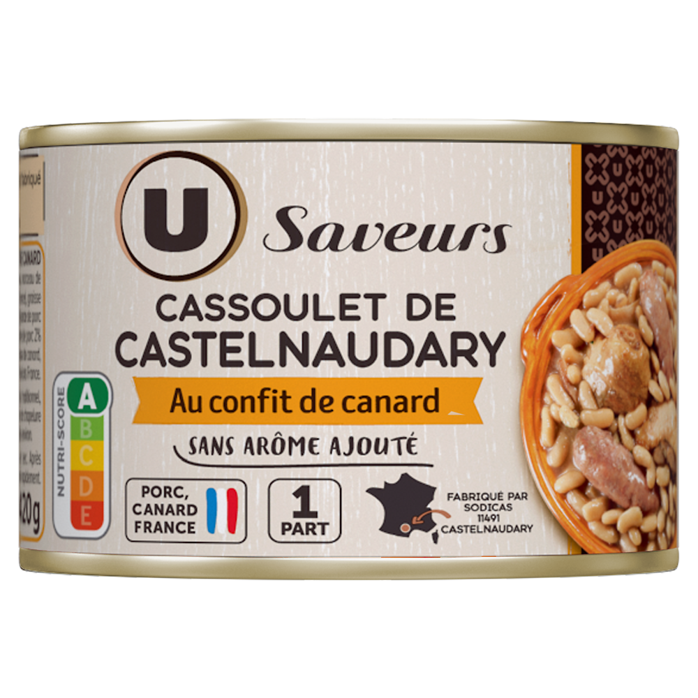 U SAVEURS Cassoulet au confit de canard  boîte de 420g