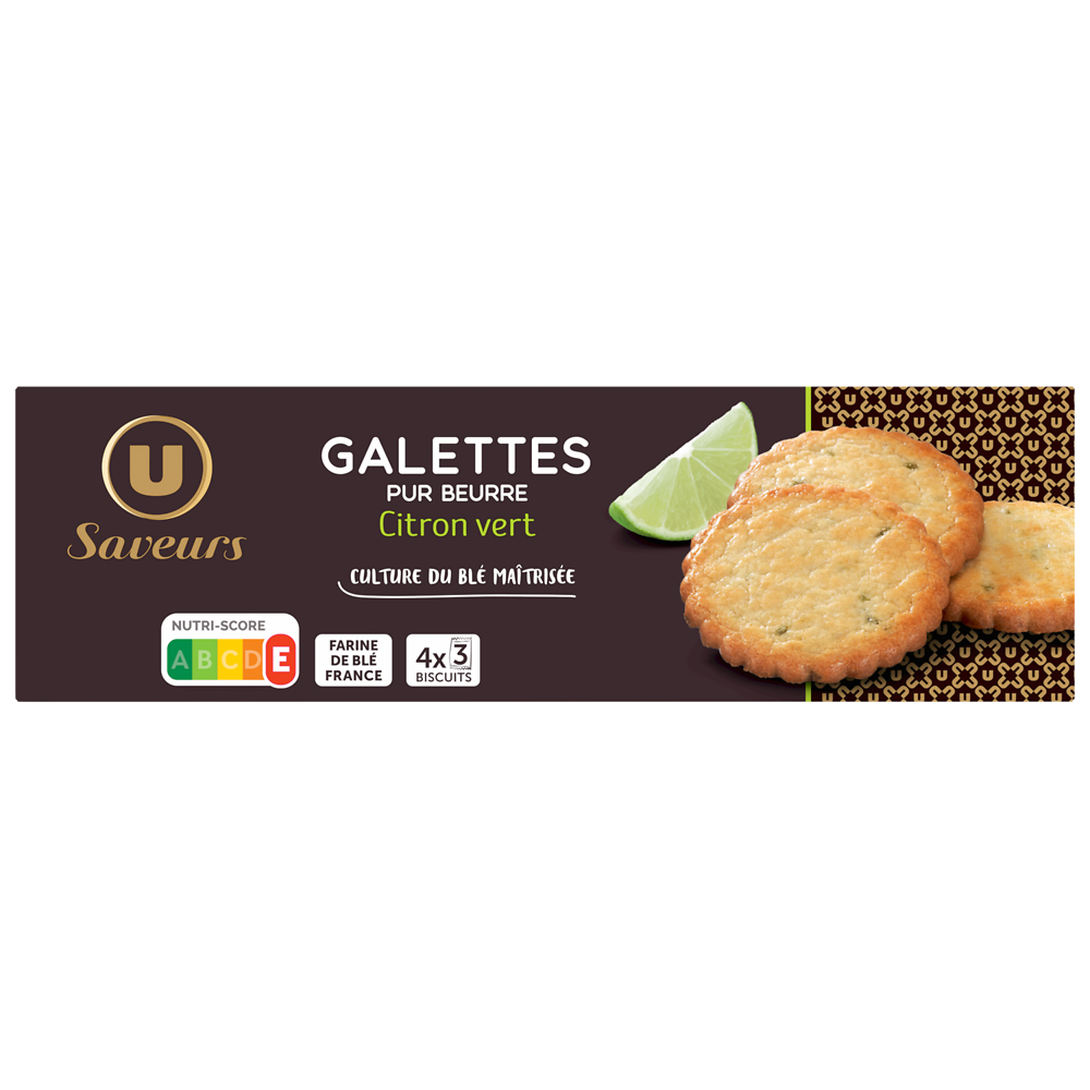 U SAVEURS Biscuits Galettes au citron vert 100g