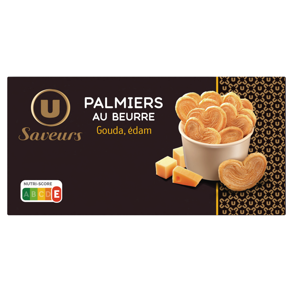 U SAVEURS Palmiers salés fromage  sachet de 80g