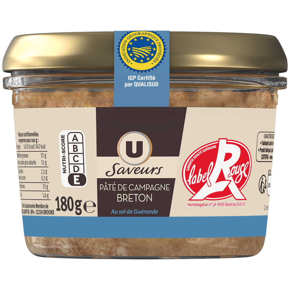 U SAVEURS Pâté de campagne breton au sel de Guérande IGP LR  180g