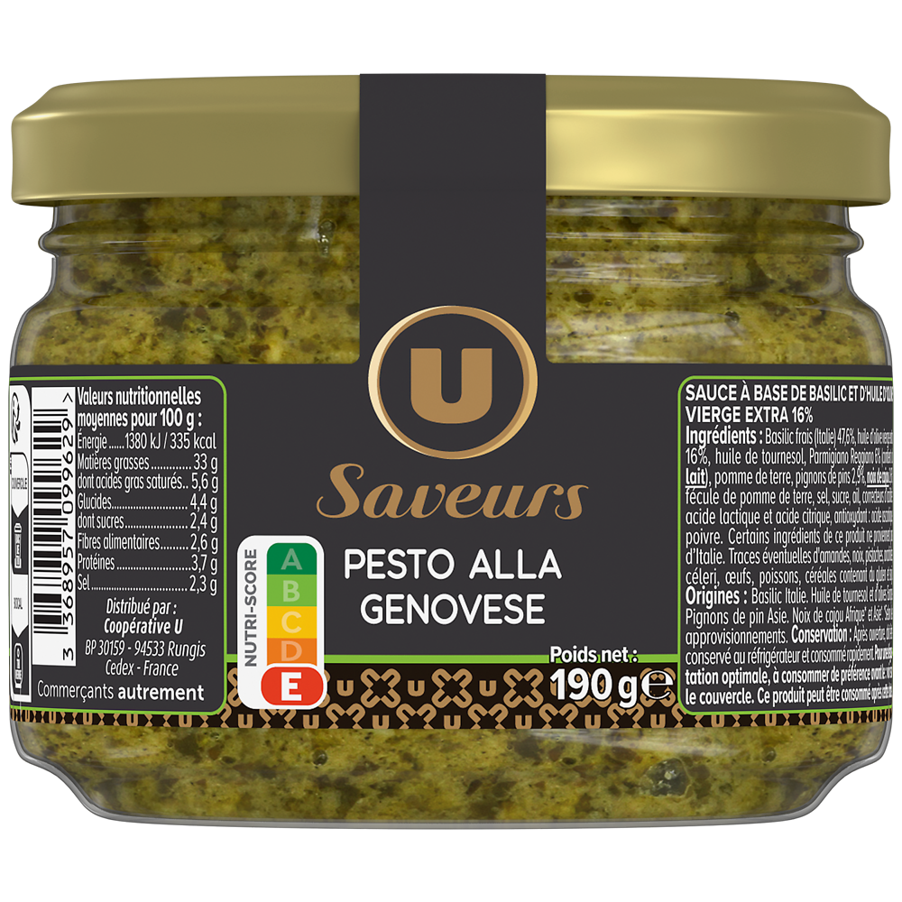 U SAVEURS Sauce pesto alla genovese  bocal de 190g