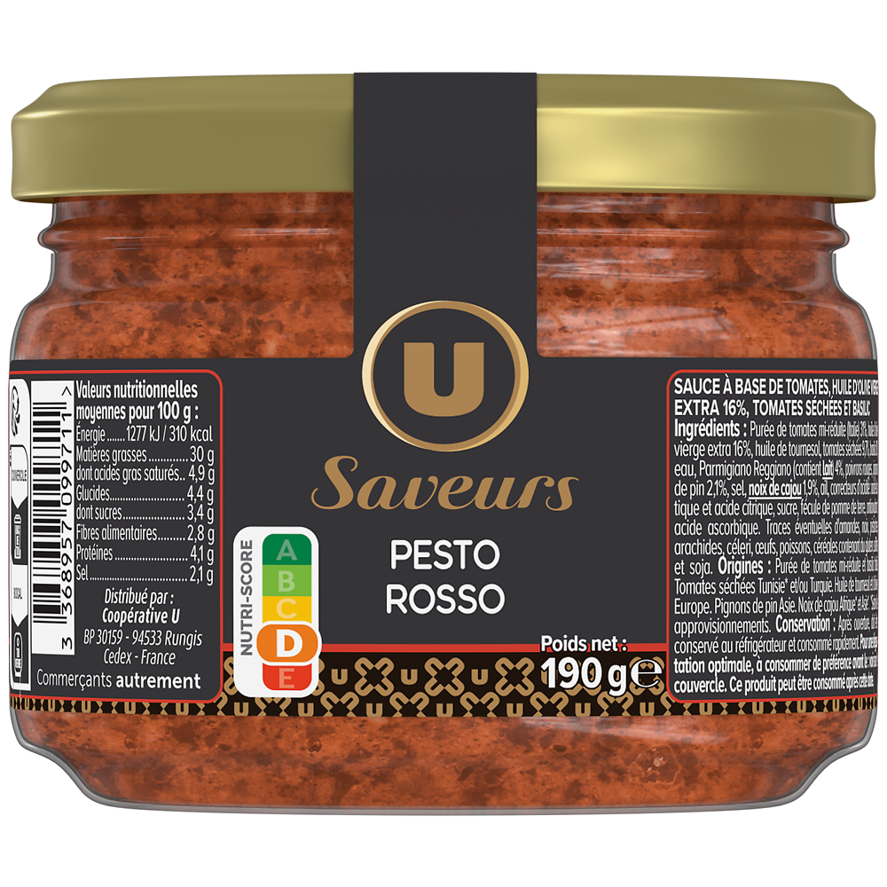 U SAVEURS Sauce pesto rosso  bocal de 190g