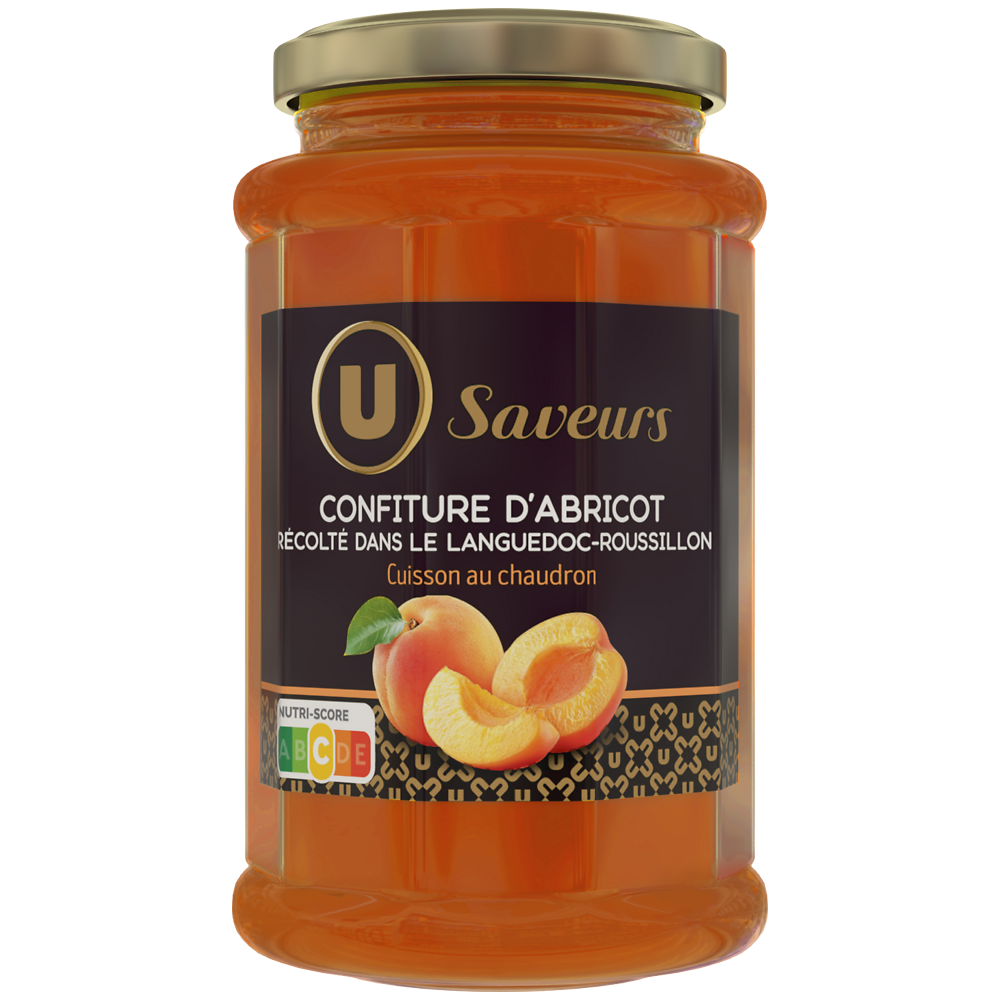 U SAVEURS Confiture d'abricots récoltés dans le Languedoc-Roussillon ,pot de 315g