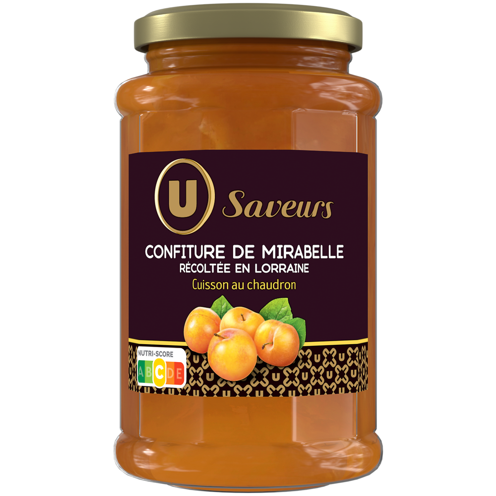 U SAVEURS Confiture de mirabelles récoltées en Lorraine , pot de 315g