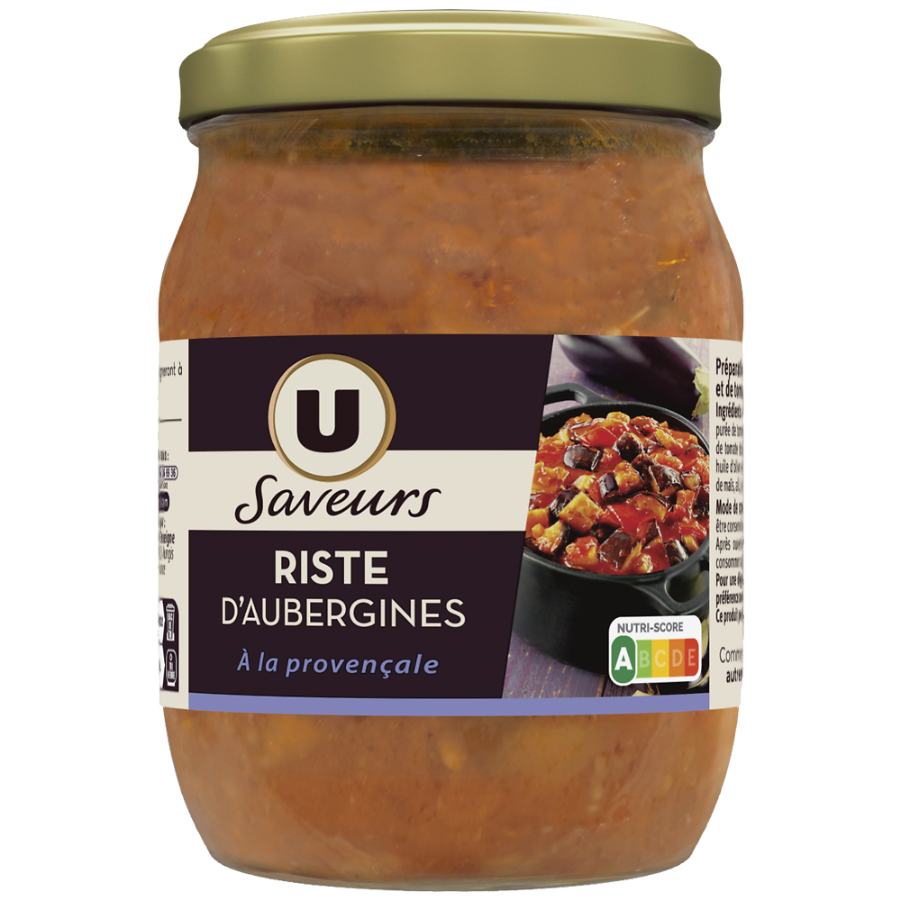 U SAVEURS Légumes cuisinés Riste d'aubergines - Bocal 520g