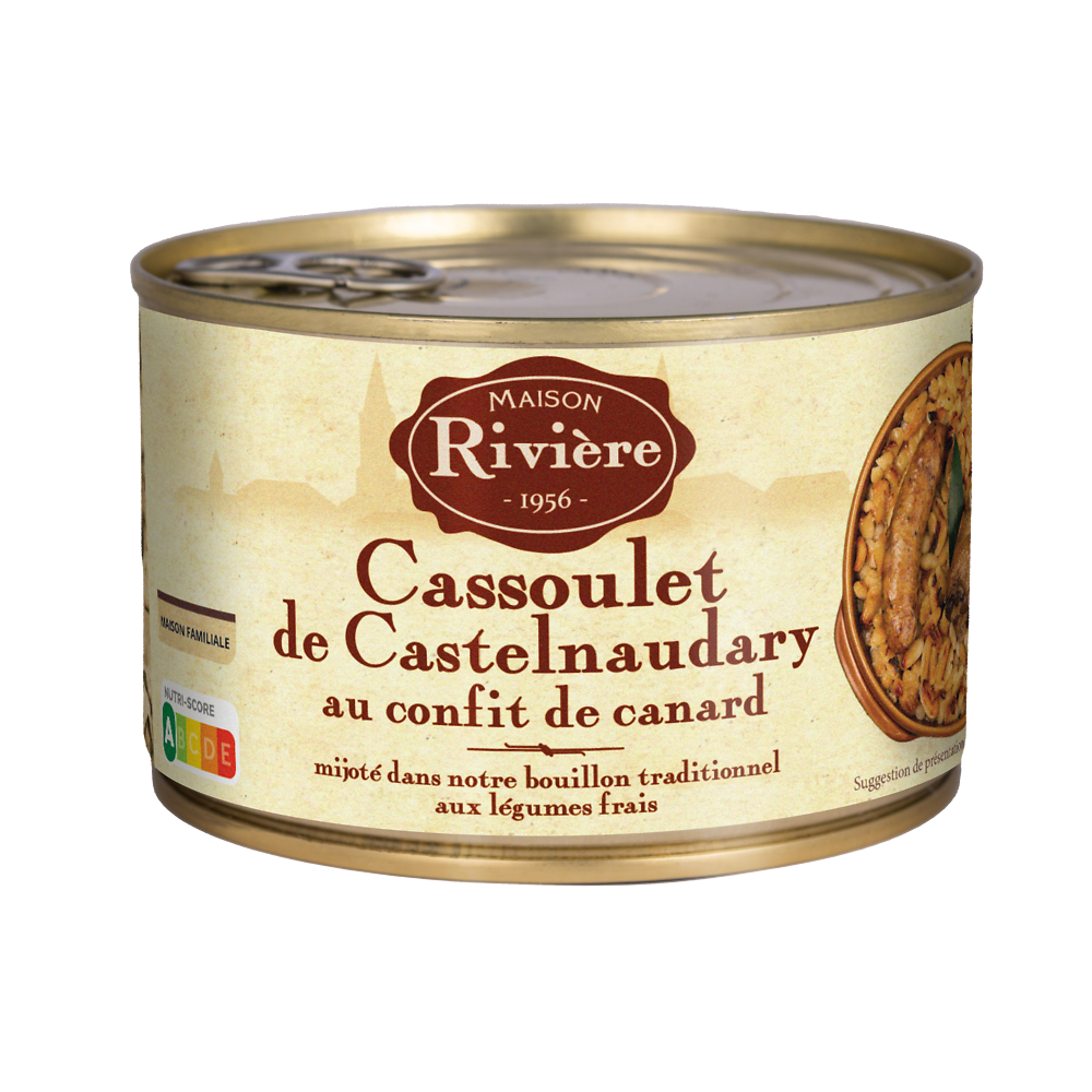 Cassoulet Castelnaudary confit canard MAISON RIVIERE, boîte de 1/2, 420g