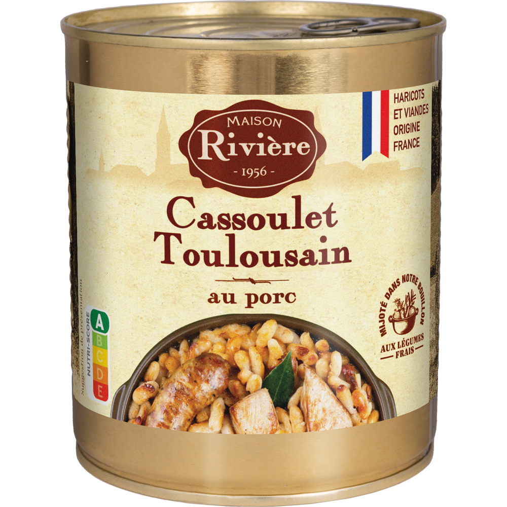 Cassoulet Toulousain au porc MAISON RIVIERE Boîte de 840g