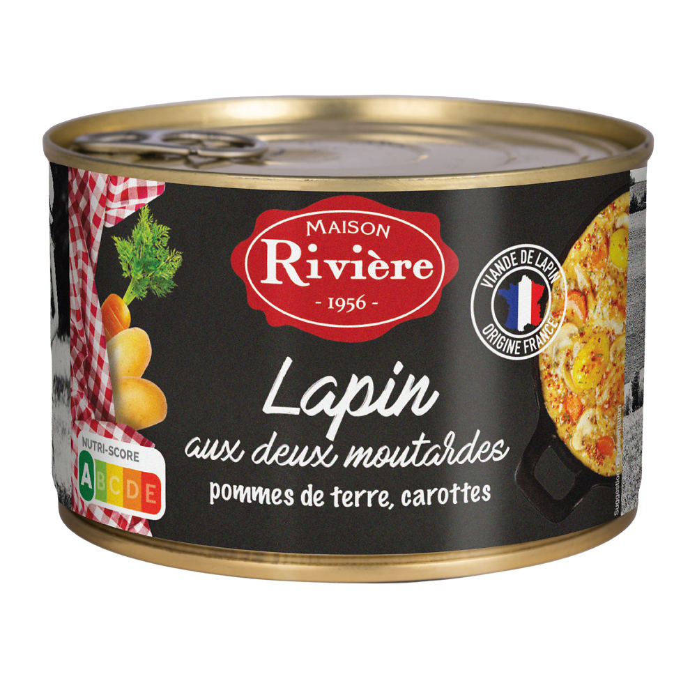 Lapin aux 2 moutardes pommes de terre et carottes MAISON RIVIERE Boîtede 400g