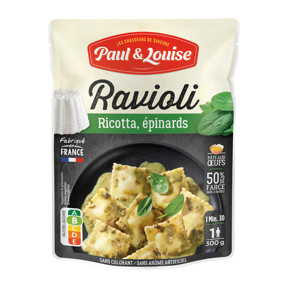 Ravioli Ricotta Epinards PAUL ET LOUISE sachet 300g