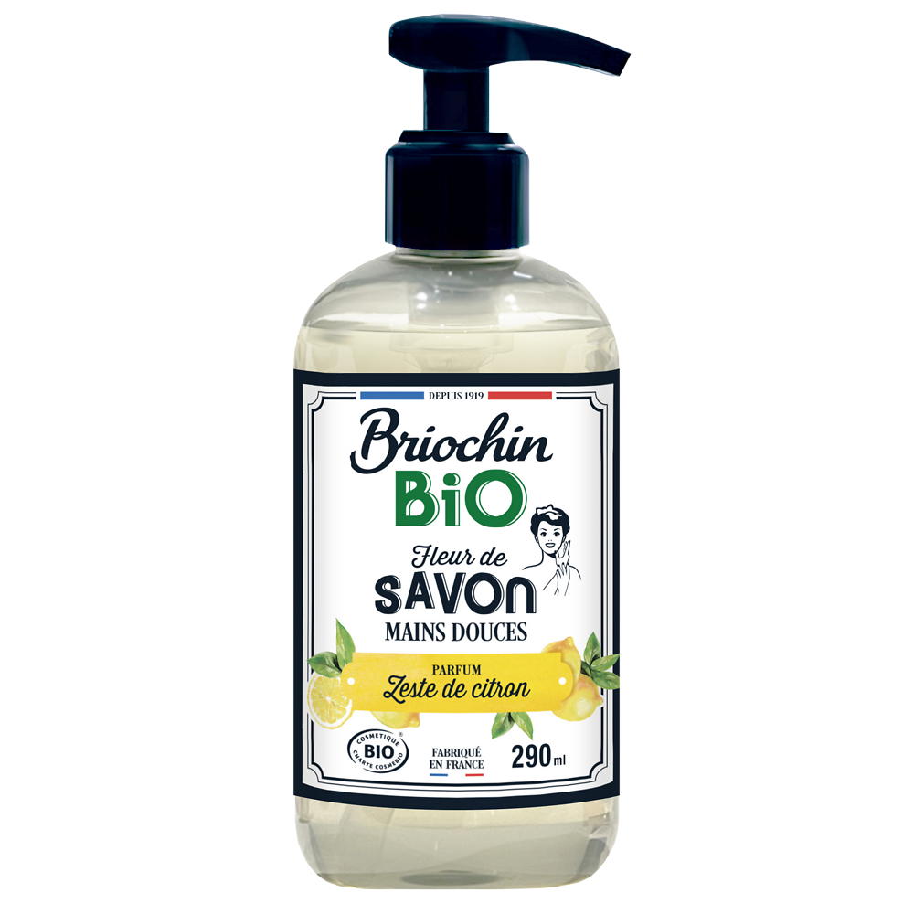 Savon liquide Zeste de citron bio COSMOS flacon 290 ml