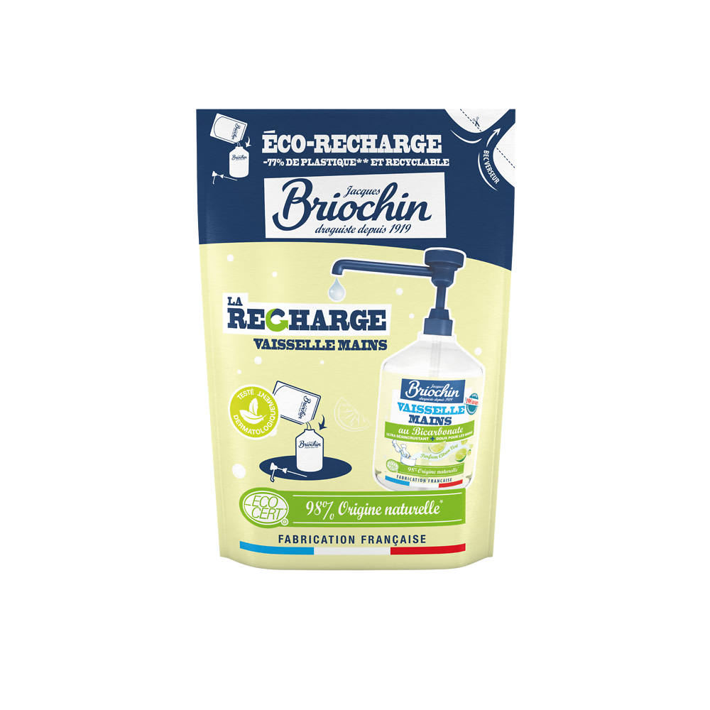 Liquide vaisselle main citron vert écocert BRIOCHIN rec.450ml