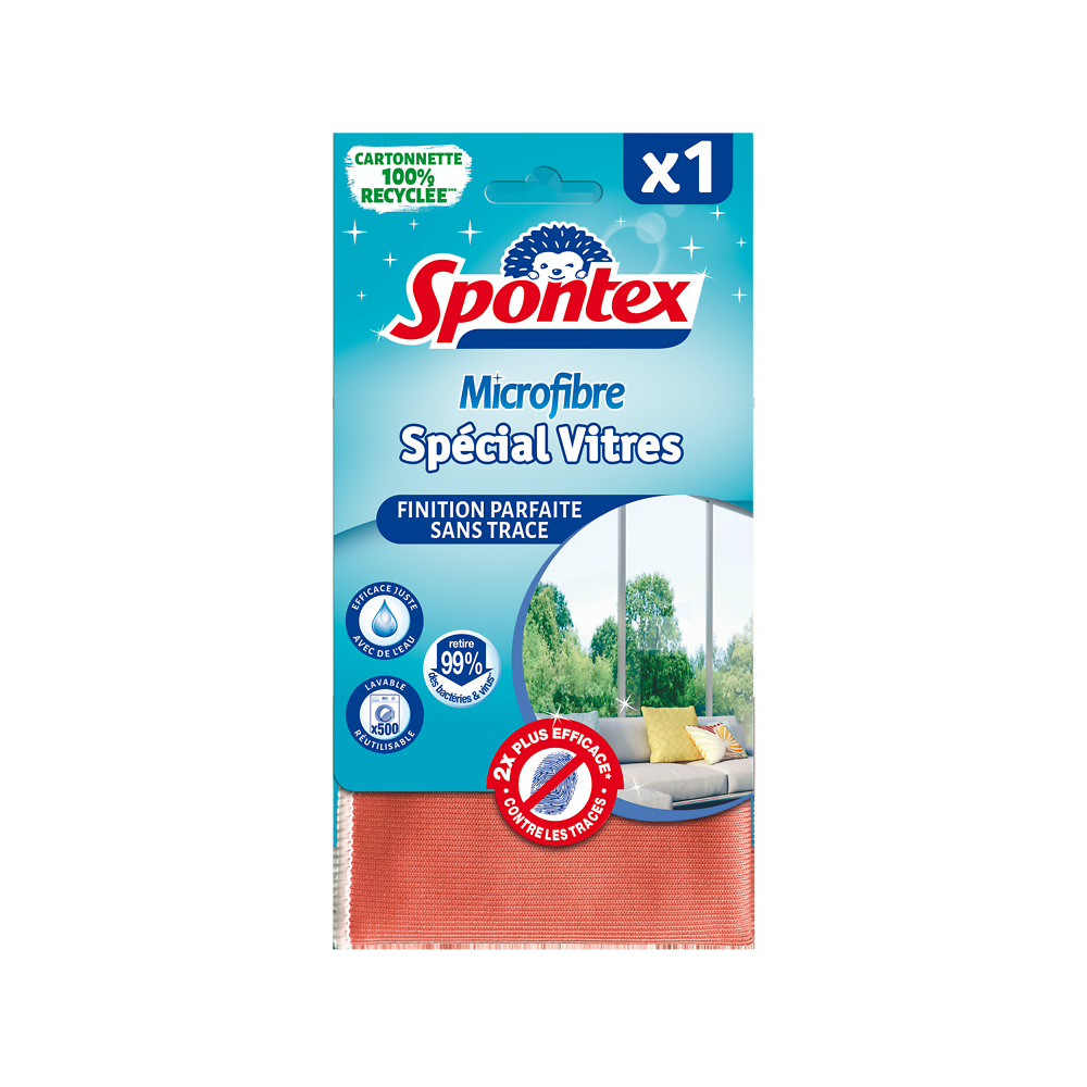 Lavette en microfibres spéciale vitres SPONTEX