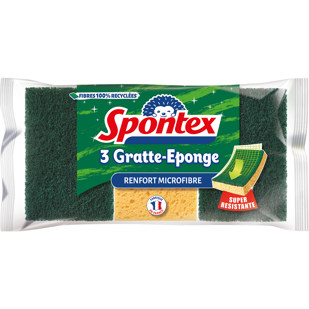 Grattes éponge avec microfibres SPONTEX, x3