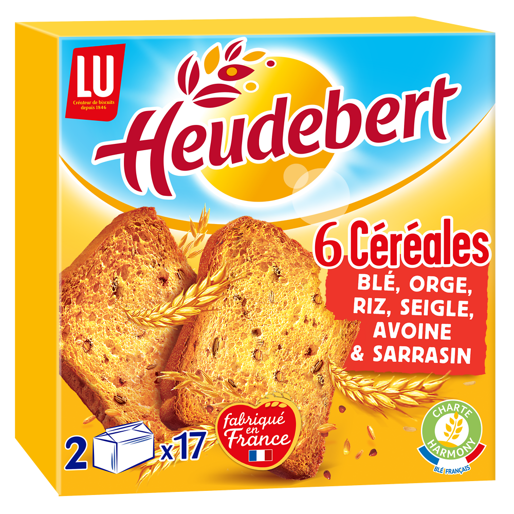 Biscottes 6 céréales HEUDEBERT - Paquet de 34 tranches - 300g