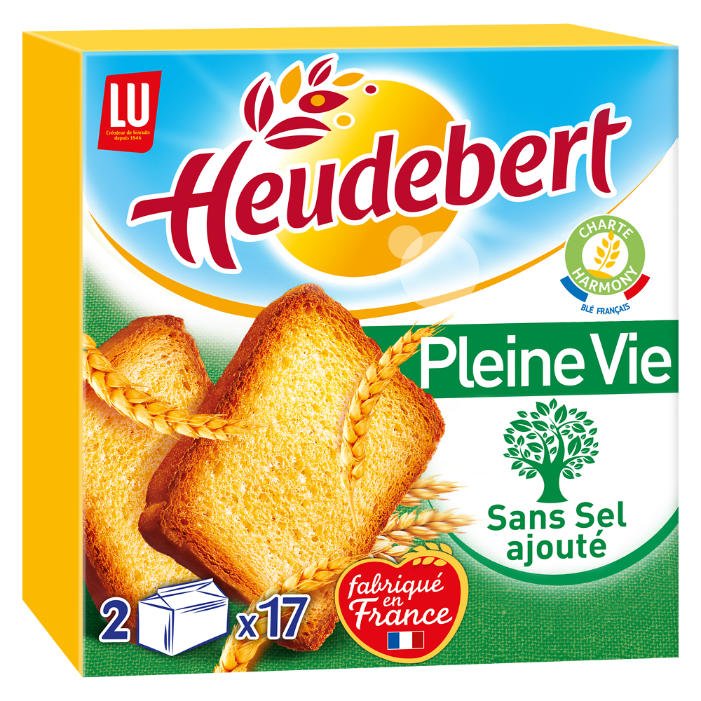 Biscottes Pleine vie Sans sel ajouté HEUDEBERT - Paquet de 34 tranches- 300g