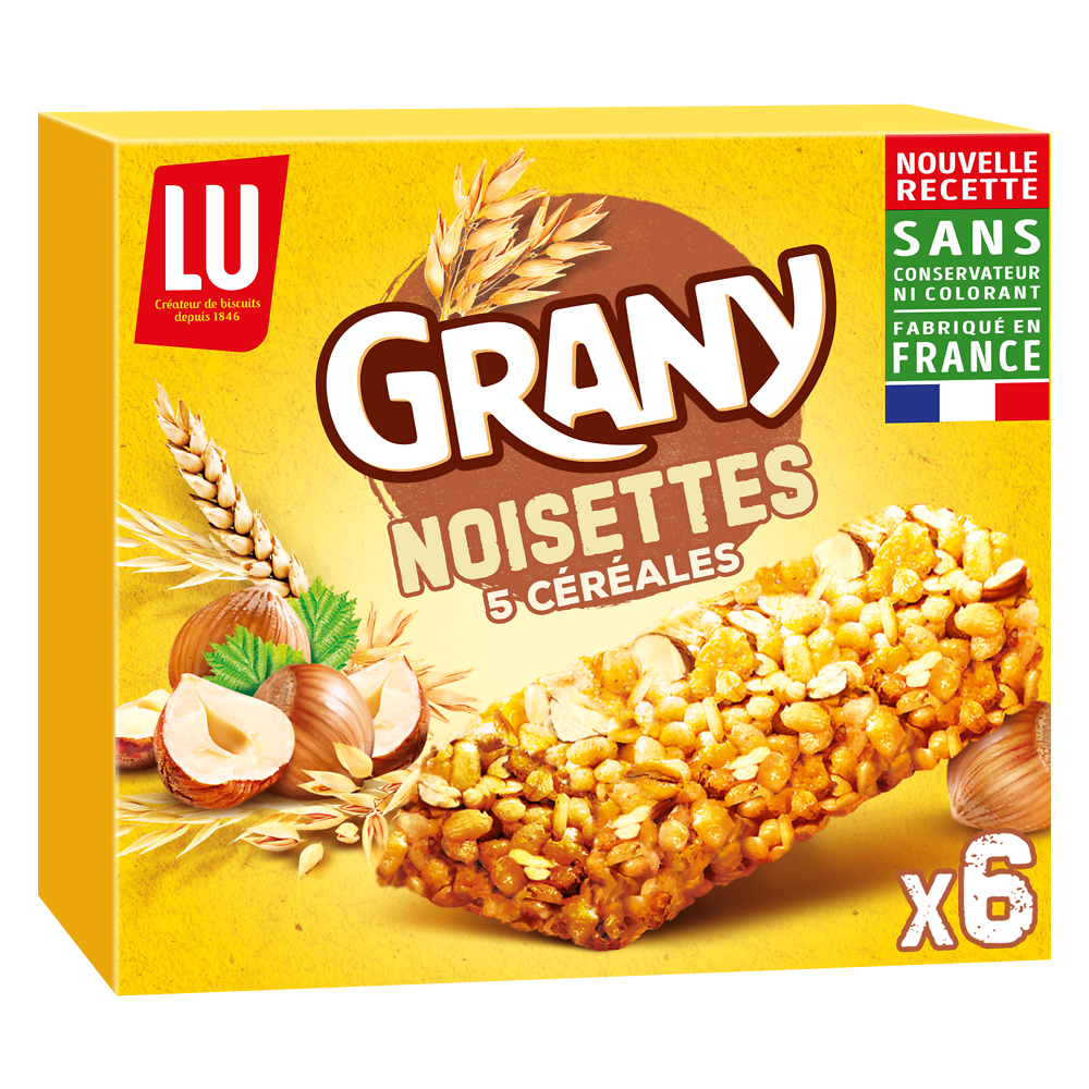 Barres de céréales aux noisettes GRANY - Boite de 6 - 125g