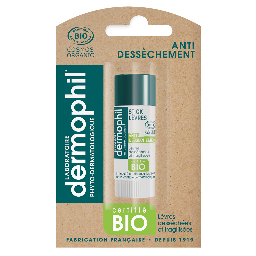 Stick pour les lèvres bio anti-dessèchement DERMOPHIL, 4g