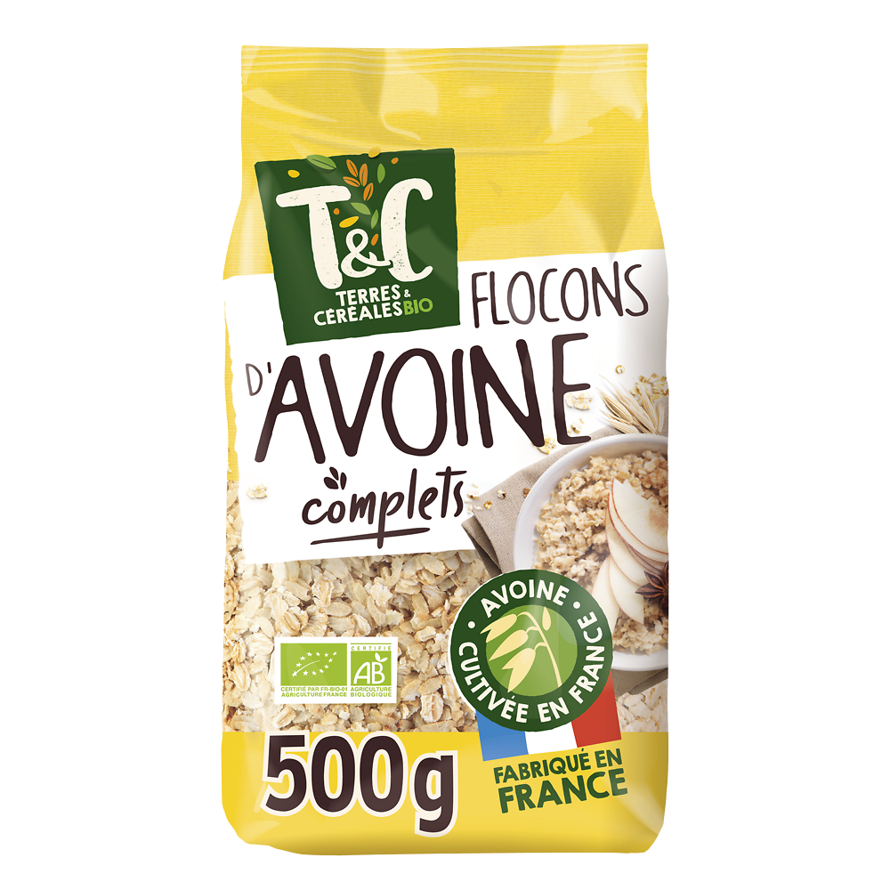 Flocons d'avoine bio TERRE & CEREALES, 500g