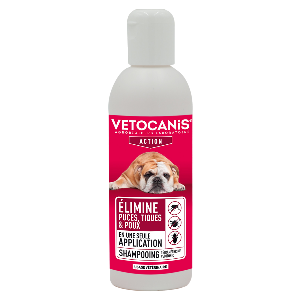 Shampoing tetramethrine chiens et chats VETOTONIC, 200ml