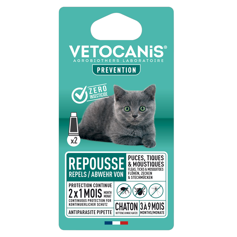 Solution antiparasitaire spot on pour chaton VETOCANIS, x2