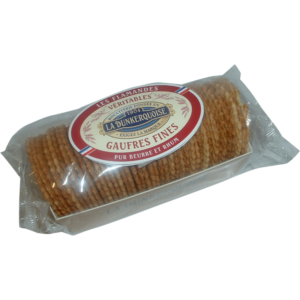 Gaufres fines flamandes pur beurre et rhum, BISCUITERIE DUNKERQUOISE,panier de 280g