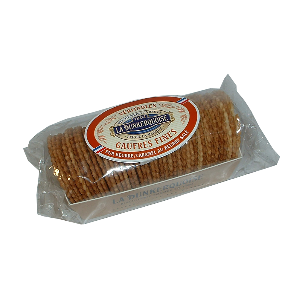 Gaufres fines pur beurre au caramel au beurre salé, BISCUITERIE DUNKERQUOISE, panier de 280g