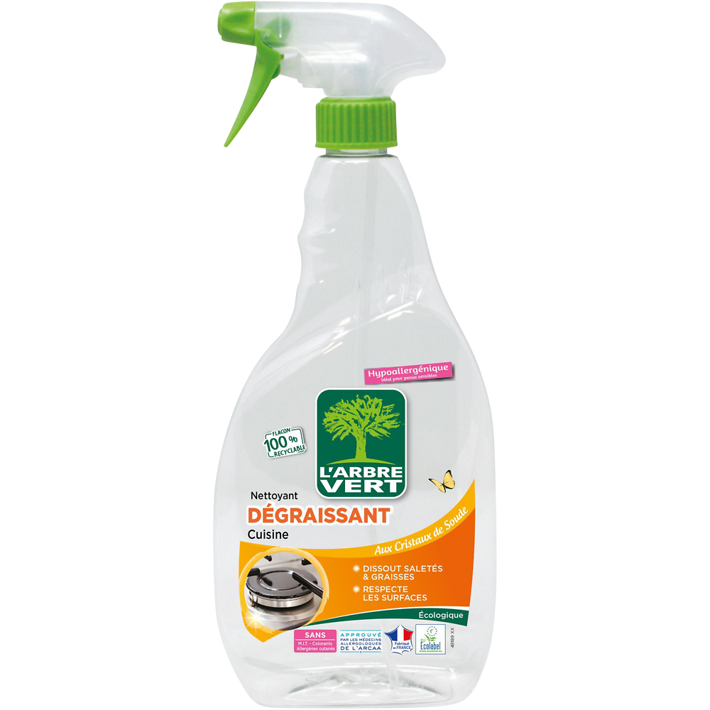 Spray dégraissant cuisine L'ARBRE VERT, 740ml