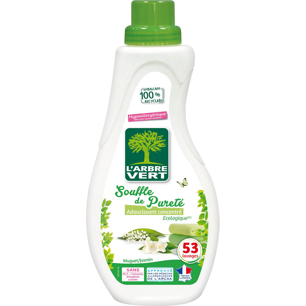 Assouplissant souffle de pureté L'ARBRE VERT 800ml 53 lavages