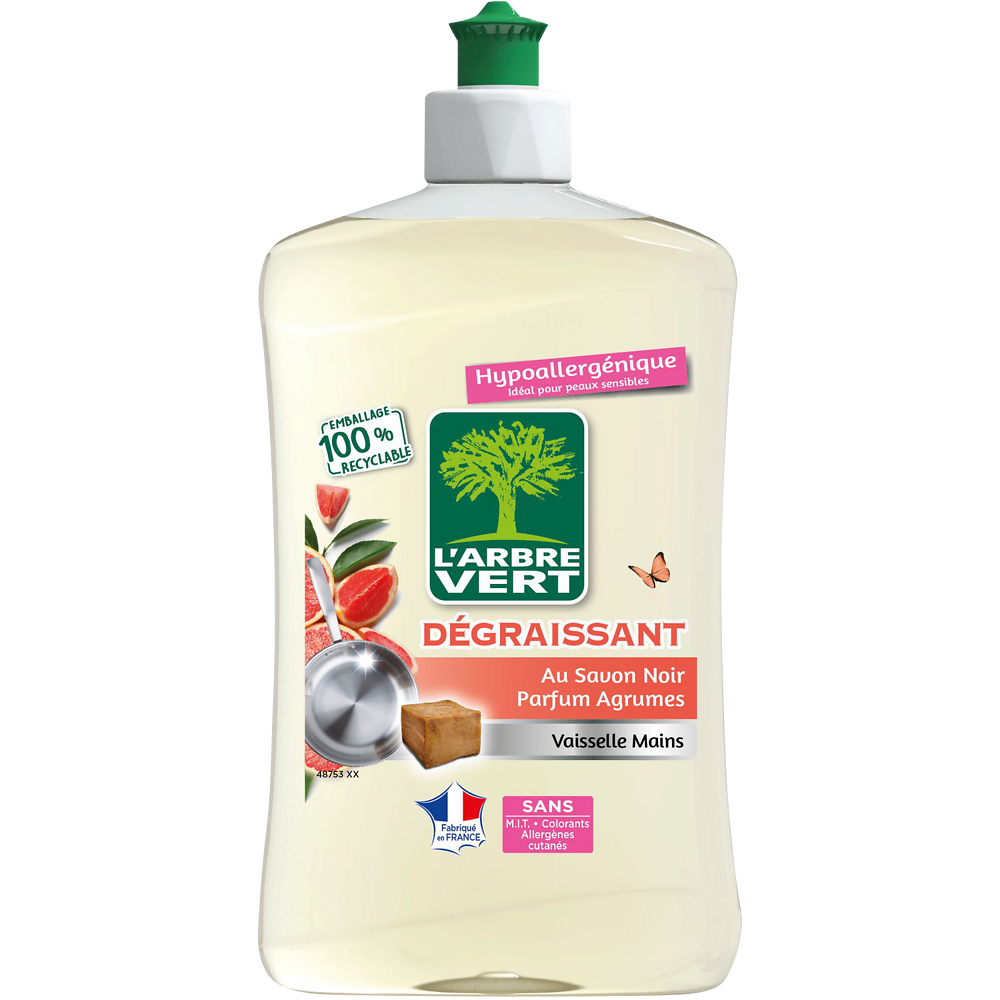 Liquide vaisselle mains dégraissant parfum agrumes ARBRE VERT 500ml