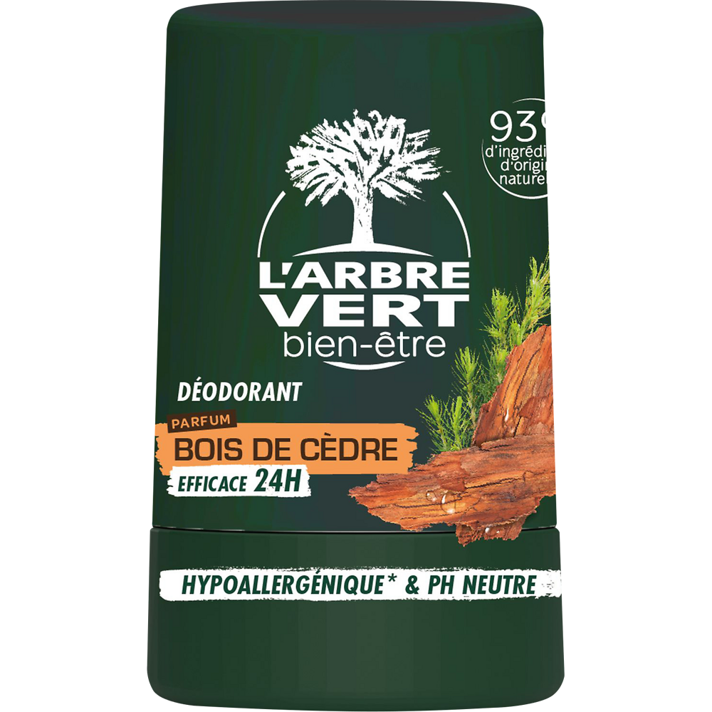 Déodorant Homme bois de cédre L'ARBRE VERT BIEN ETRE 50ml