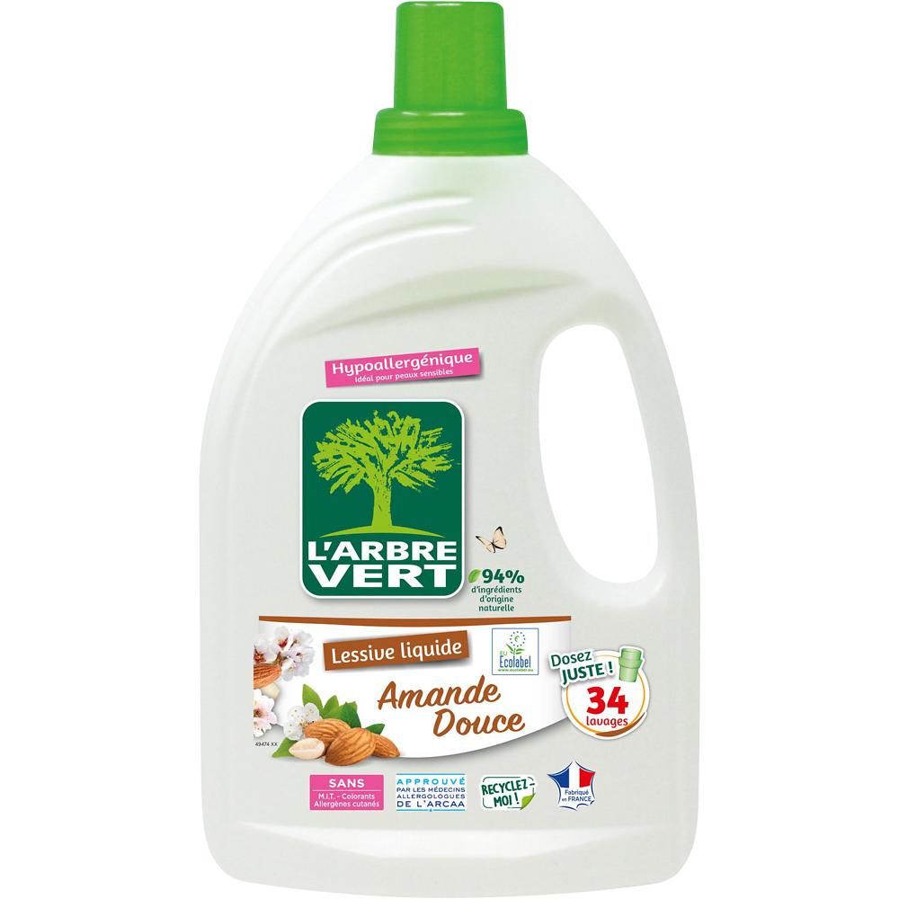 Lessive amande L'ARBRE VERT 1,53l x 34 lavages