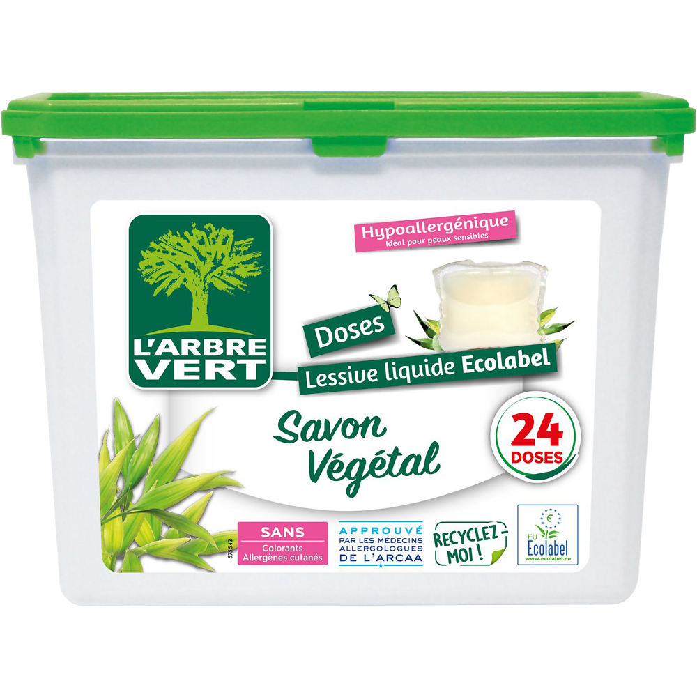 Lessive savon végétal hypoallergénique L'ARBRE VERT x24doses