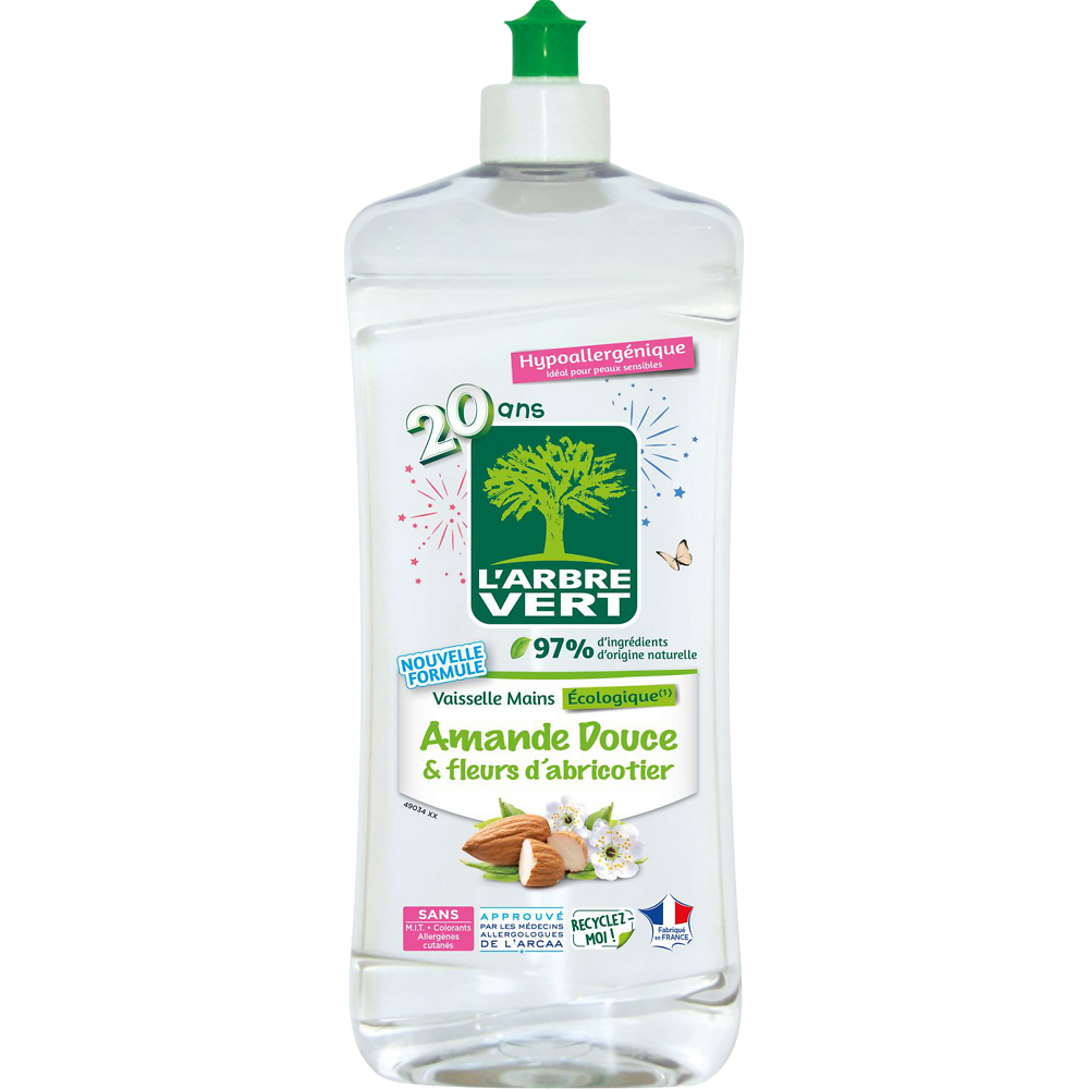 Liquide vaisselle amande douce&fleurs d'abricotier ARBRE VERT 750ml