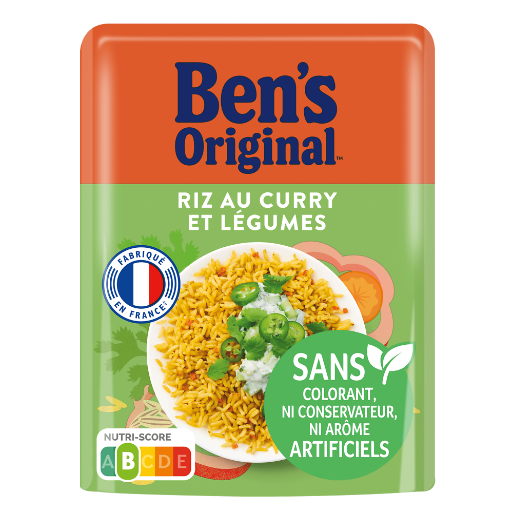 Riz micro-ondable au Curry et aux Légumes 2min BEN'S ORIGINAL 220g