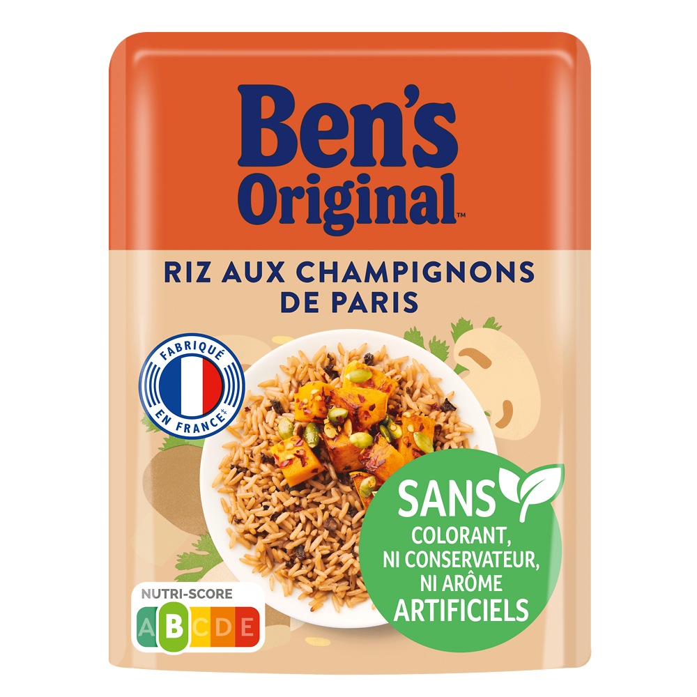 Riz micro-ondable aux Champignons de Paris 2min BEN'S ORIGINAL 220g