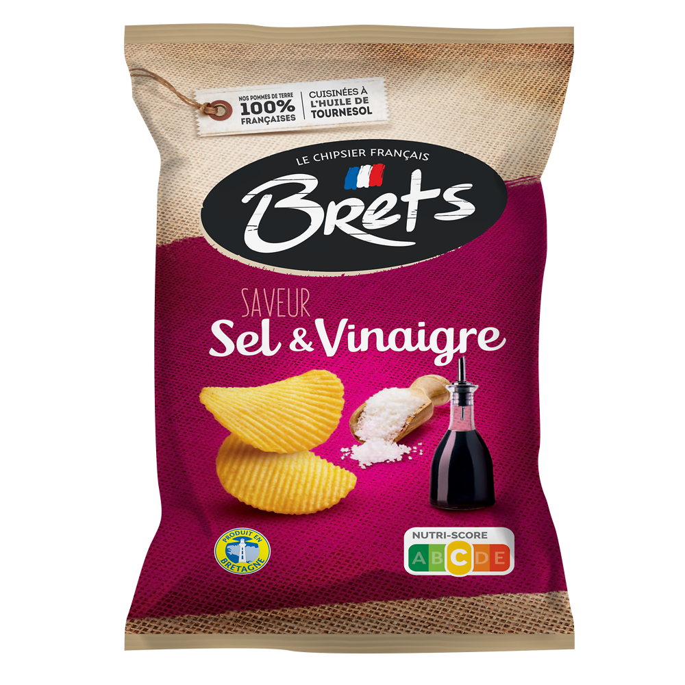 Chips ondulée au vinaigre BRET'S, sachet de 125g