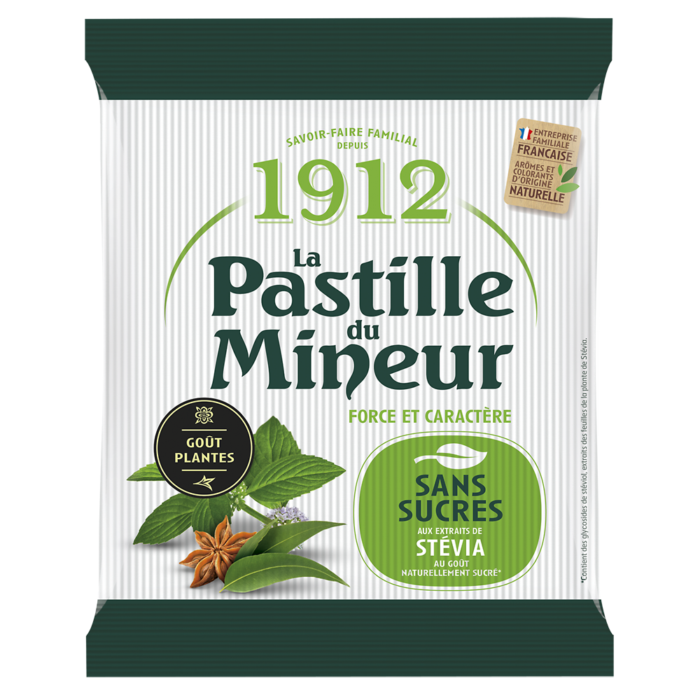 Bonbons pastilles du mineur sans sucre VERQUIN, sachet de 100g