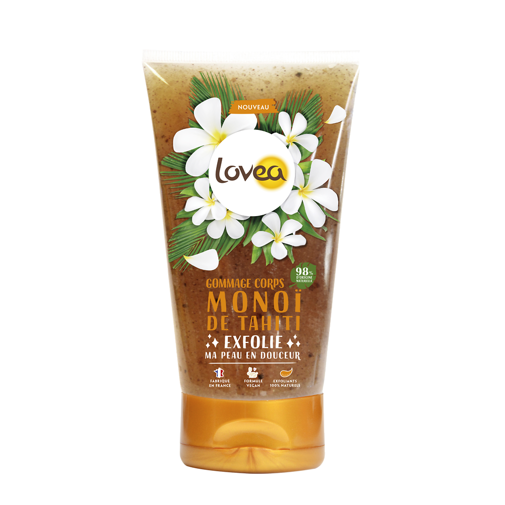 Gommage pour le corps au monoï de Tahiti LOVEA, flacon de 150ml