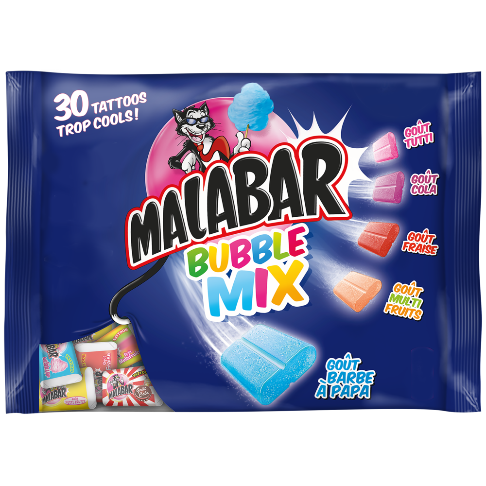 Chewing gum Bubble Mix MALABAR - Sachet de 214g