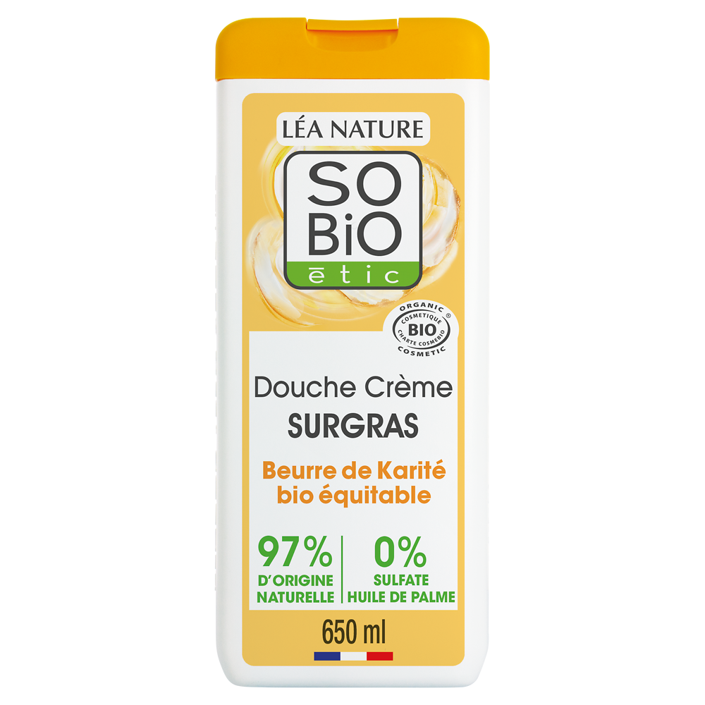 Douche karité sans sulfates SO'BIO, flacon de 650ml