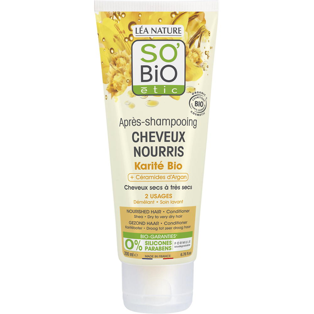 Après-shampooing cheveux nourris karité SO'BIO, 200ml