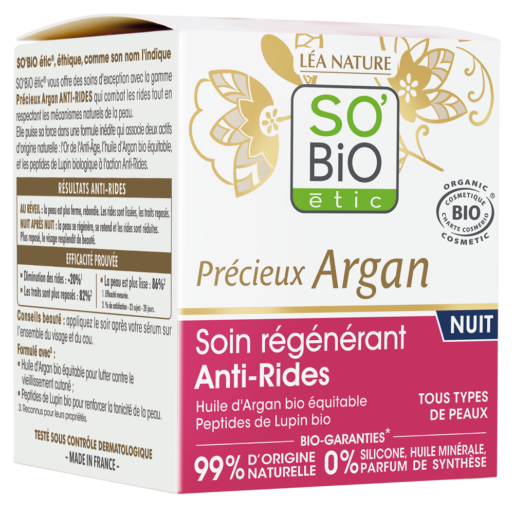 Crème nuit anti rides argan SO BIO pot 50ml